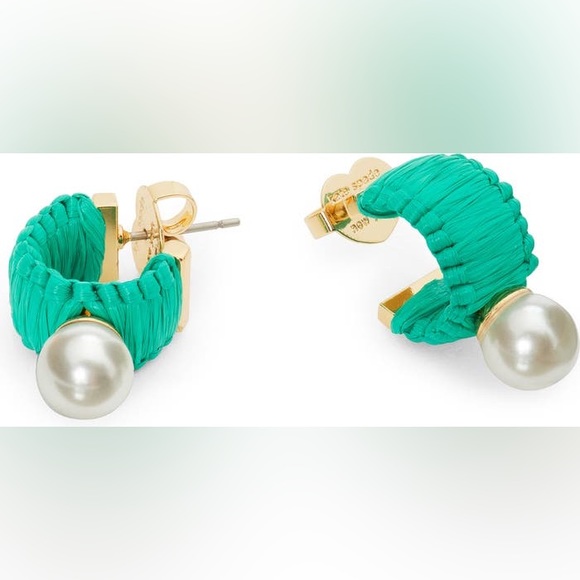 Kate Spade imitation pearl mini hoop earrings - Picture 1 of 4